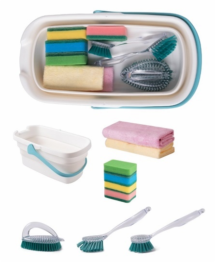 Dish Brush Set, Sourcing Pad and Microfiber Towel Cleaning Products (FT-06+Brush set)